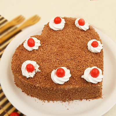"Heart shape black forest cake - 1kg - Click here to View more details about this Product
